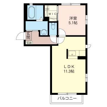 セゾンショコラ B(1LDK/2階)の間取り写真