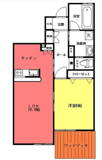 アヴェンセ・ウエスト(1LDK/1階)の間取り写真