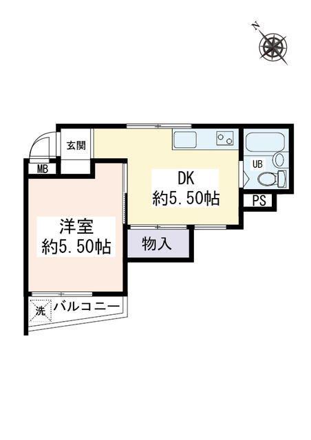 メゾンK(1DK/3階)の間取り写真