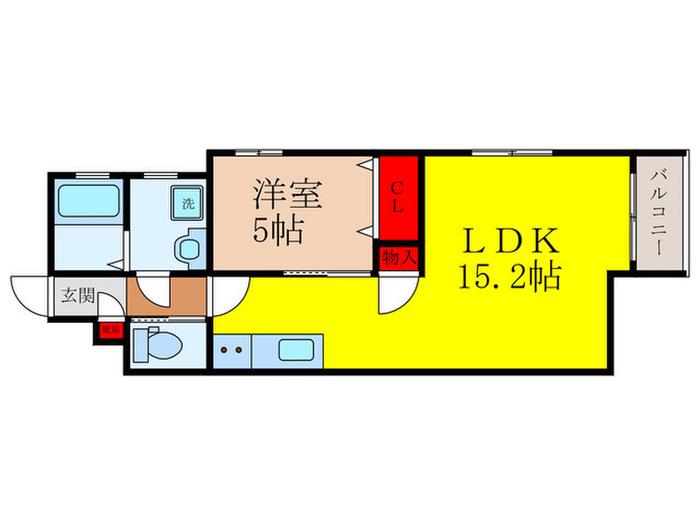 WIND BELL栄本町(1LDK/1階)の間取り写真