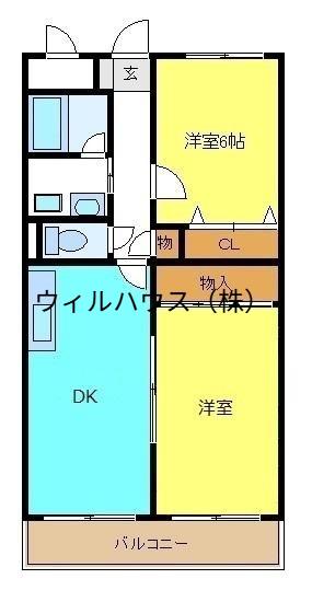 ボヌールヴィラ中百舌鳥(2LDK/7階)の間取り写真