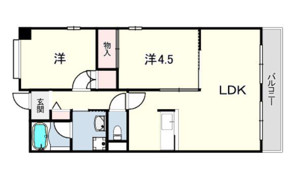 メルヴェユ伊丹(2LDK/3階)の間取り写真