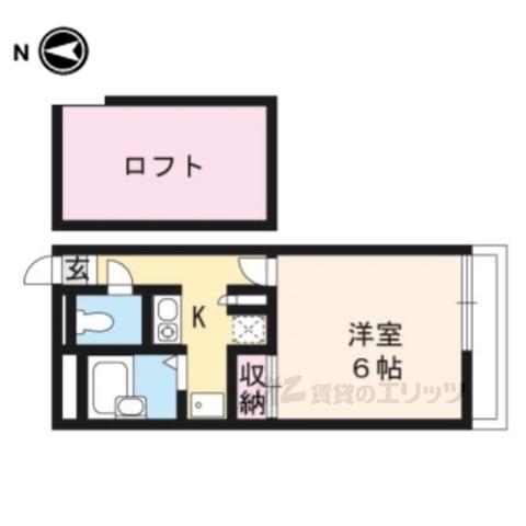 レオパレス万里小路(1K/1階)の間取り写真
