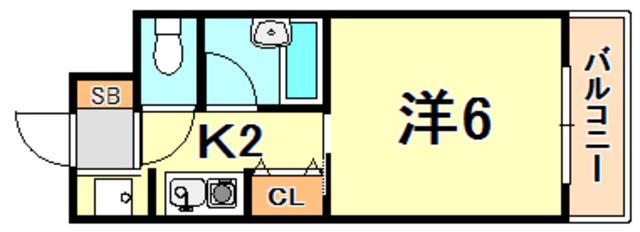 ファミーラ甲南(1K/2階)の間取り写真