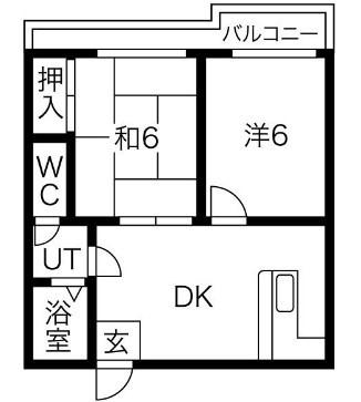 プレアール山城(2DK/2階)の間取り写真
