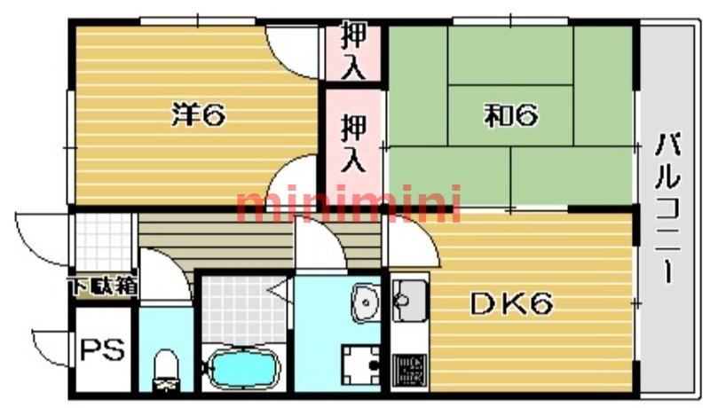 ルミエール(2DK/2階)の間取り写真