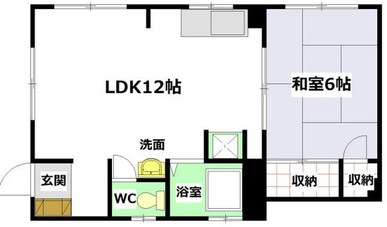 大松宇品海岸ビル(1LDK/2階)の間取り写真