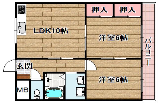 カサルナール(2LDK/2階)の間取り写真