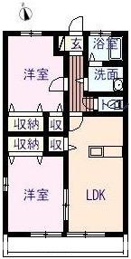 ウィズハイム曙(2LDK/1階)の間取り写真