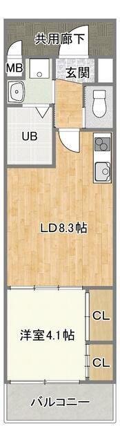 コンダクトレジデンスFUTAJIMA(1LDK/8階)の間取り写真