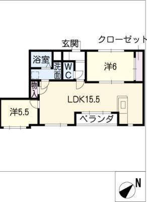 ル・ノール(2LDK/2階)の間取り写真