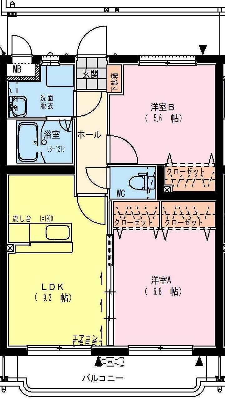 S・ASAGIRI(2LDK/3階)の間取り写真