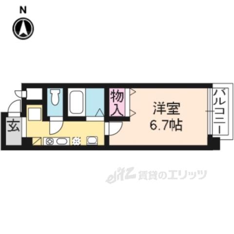 カーサ新町(1K/4階)の間取り写真