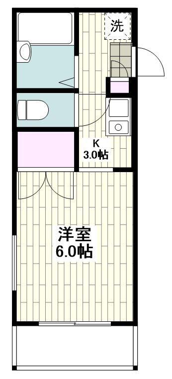 ヘーベルメゾン21B(1K/2階)の間取り写真
