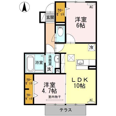 アール・アイ武雄II(2LDK/1階)の間取り写真