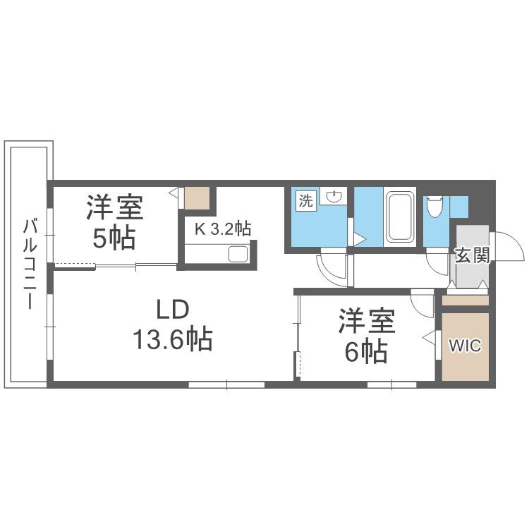 THE MODERN 伏見(2LDK/2階)の間取り写真