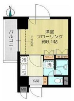 パティオ西早稲田(1K/4階)の間取り写真