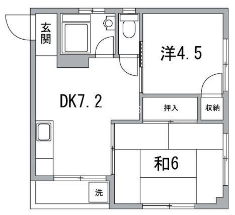 コーポマルナカ(2DK/2階)の間取り写真