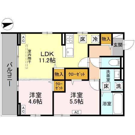 LA DOUCEUR戸田公園(2LDK/1階)の間取り写真