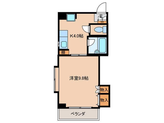 シャイニングハイツ唐湊(1K/5階)の間取り写真