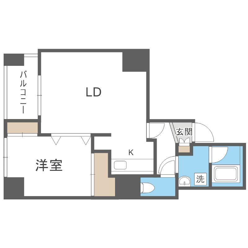 スカイパレス北1条(1LDK/5階)の間取り写真