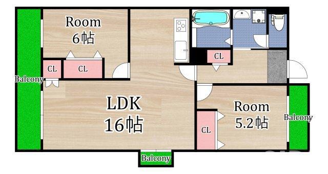 アーバンコート長池(2LDK/3階)の間取り写真
