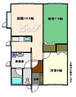 メゾンドゥソレイユ(2LDK/1階)の間取り写真