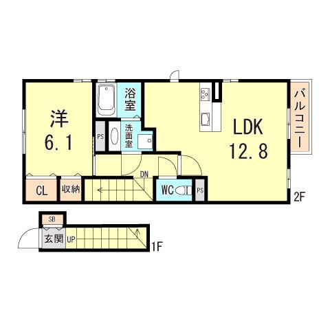 D-ROOM曾和(1LDK/2階)の間取り写真