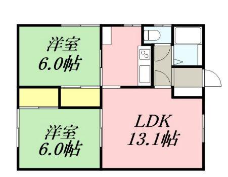 コーポラスV1(2LDK/2階)の間取り写真