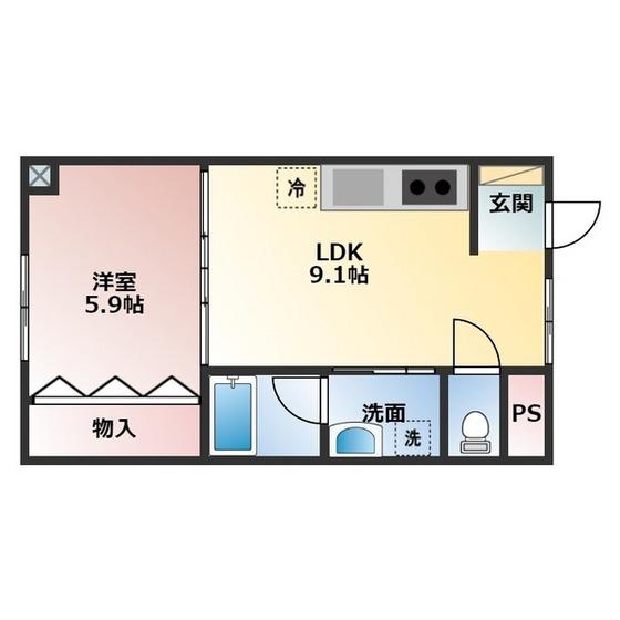メゾン清水町(1LDK/2階)の間取り写真