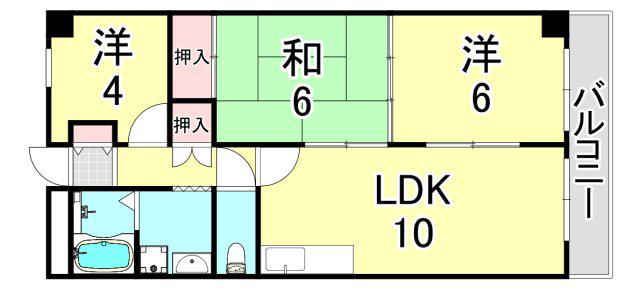 サンシャイン塚口(2SLDK/5階)の間取り写真