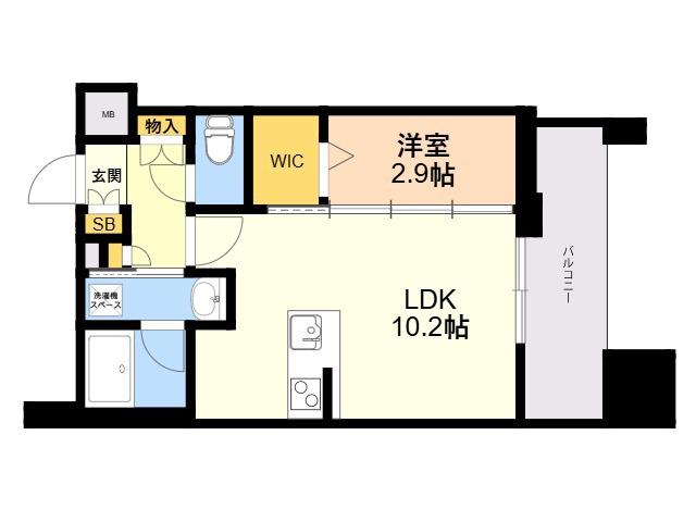 エンクレスト天神PORT(1LDK/8階)の間取り写真