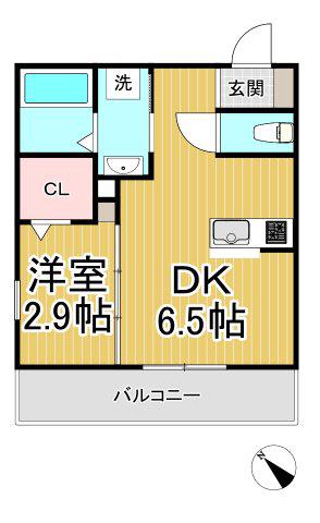 GAZELLE NOAH尼崎尾浜2(1DK/2階)の間取り写真