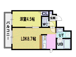 フレンズひばりが丘(1LDK/4階)の間取り写真