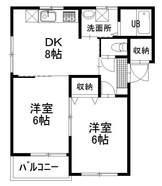 シティリバー(2DK/3階)の間取り写真