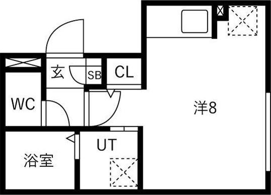 アールズ・コート平岸II(ワンルーム/2階)の間取り写真