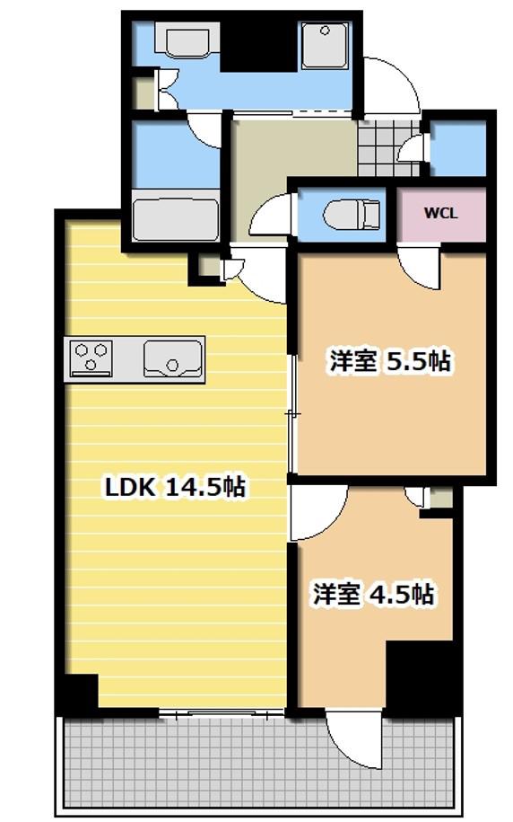 シエリアタワー大阪堀江(2LDK/13階)の間取り写真
