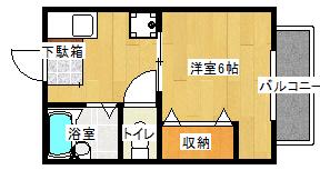 ヴィラコックル(1K/1階)の間取り写真