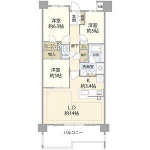 プラウド星ヶ丘(3LDK/5階)の間取り写真