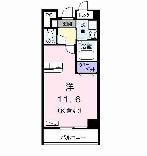 メゾンカルム(ワンルーム/4階)の間取り写真