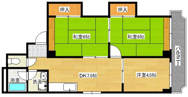 メイゾン小町(3DK/2階)の間取り写真