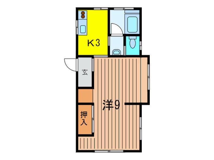 鯨井ハイツ(1K/2階)の間取り写真
