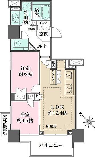 ザ・パークハウス赤坂レジデンス(2LDK/4階)の間取り写真