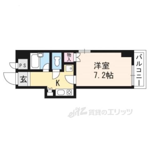 エステムコート御所南(1K/5階)の間取り写真