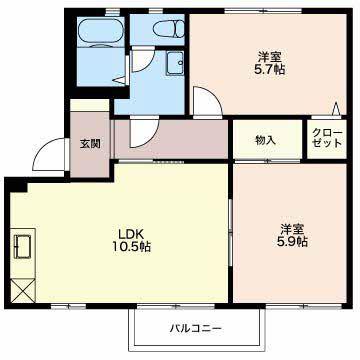 サンライズ伊那(2LDK/2階)の間取り写真
