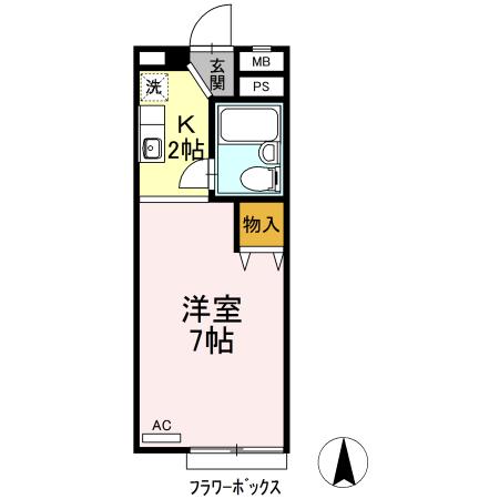 パインヒルズ(1K/3階)の間取り写真
