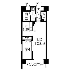 PRIMAL千種LUNO(1LDK/14階)の間取り写真