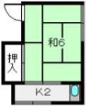 白雲荘(ワンルーム/2階)の間取り写真