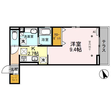 ミレニア熊谷(1K/1階)の間取り写真