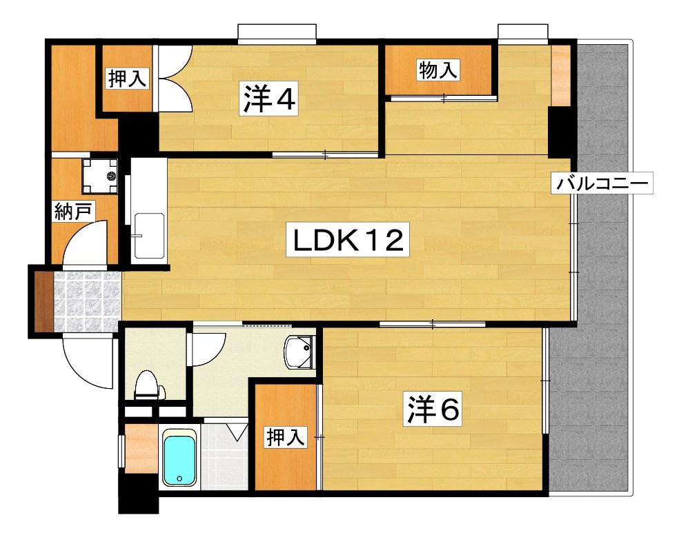 コーポラス喜山荘(2K/4階)の間取り写真